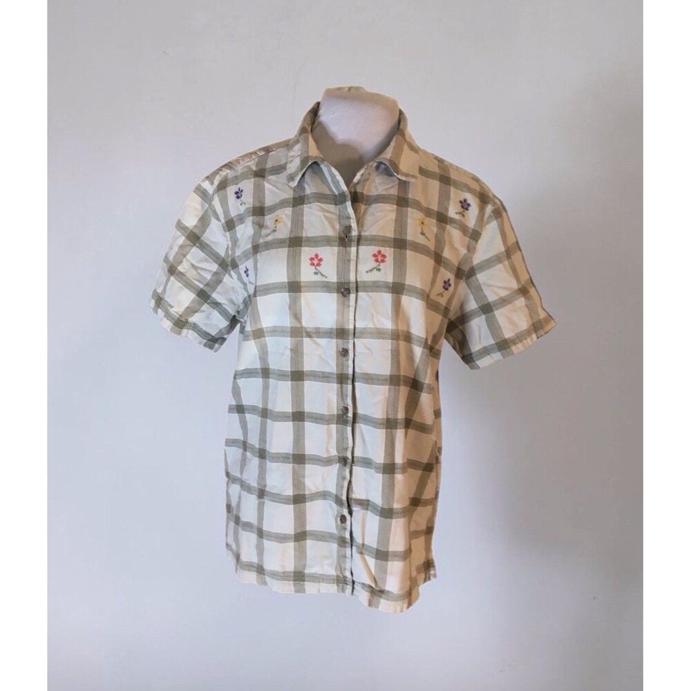 Vintage B. B. Button Up, Plaid, Size Large (12-14) 100%Cotton, Cottagecore
